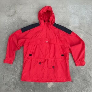 Vintage CB Sports Mens XL Red Black Anorak Windbreaker Jacket CB-1144A Training